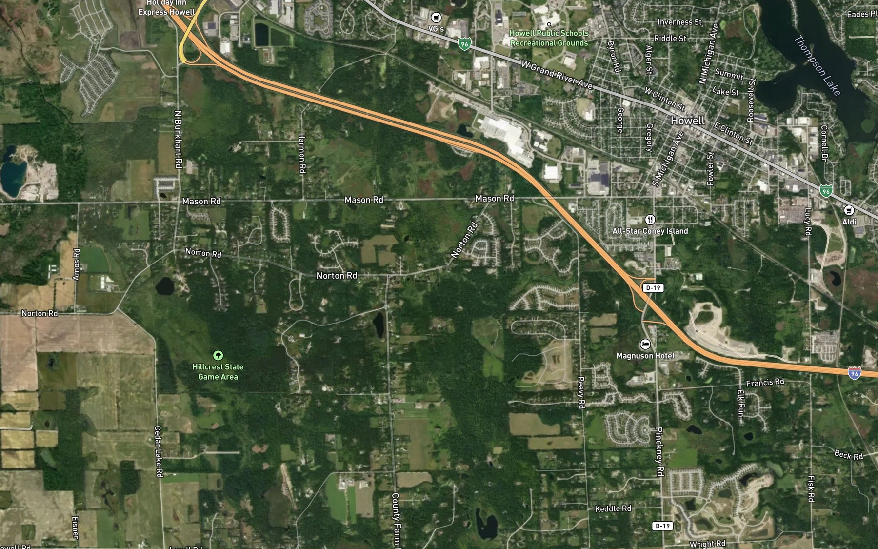 Satellite map of the Marion and Genoa Drain