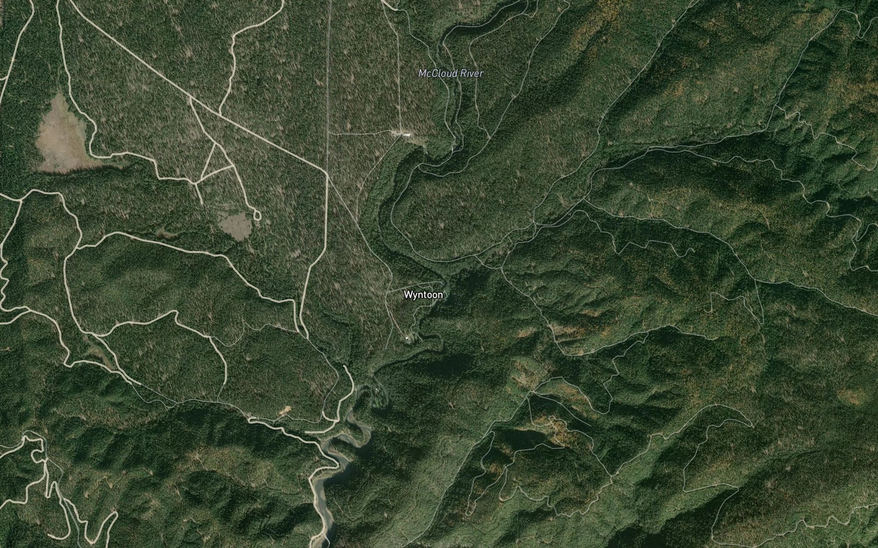 Satellite map of the Angel Creek