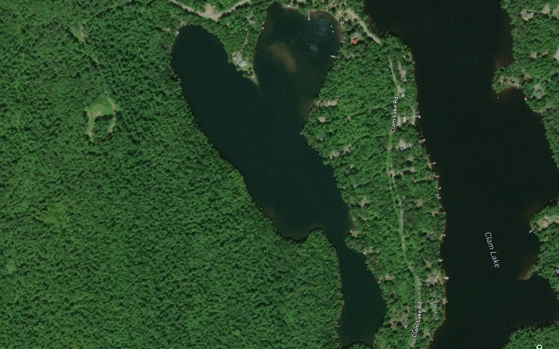 Satellite map of the Little Clam Lake
