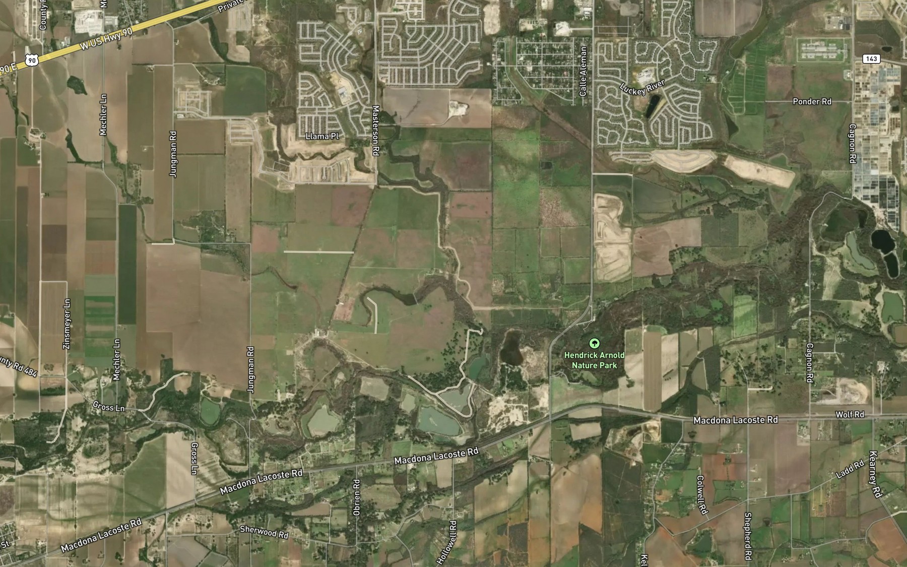 Satellite map of the Sherer Creek