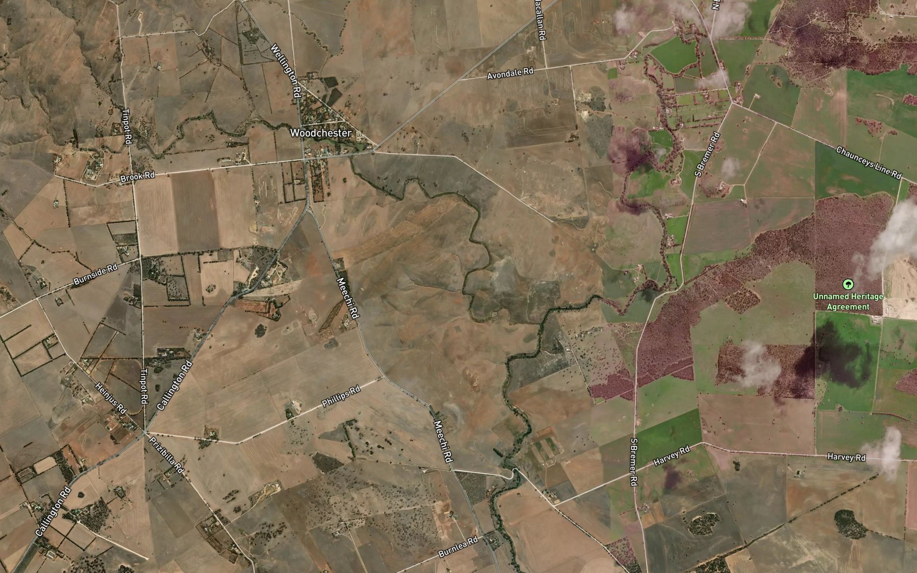 Satellite map of the Rodwells Creek