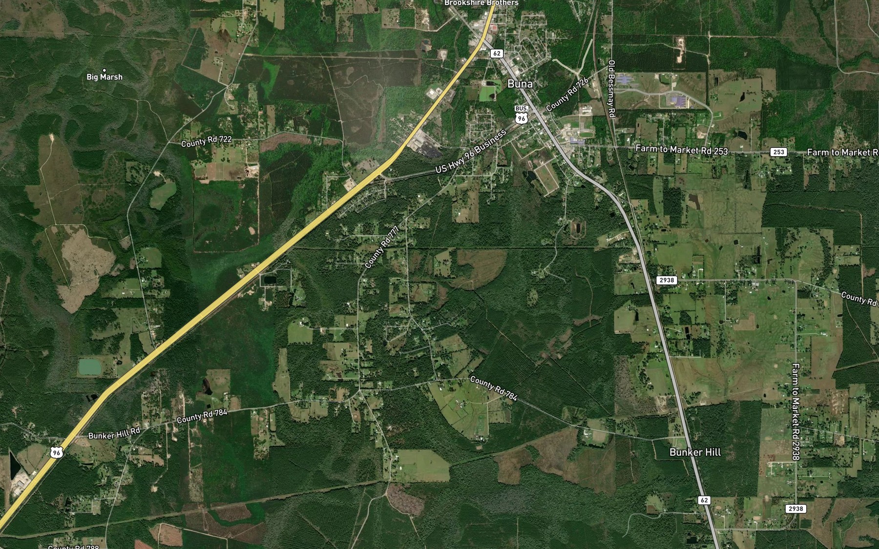 Satellite map of the Nance Branch