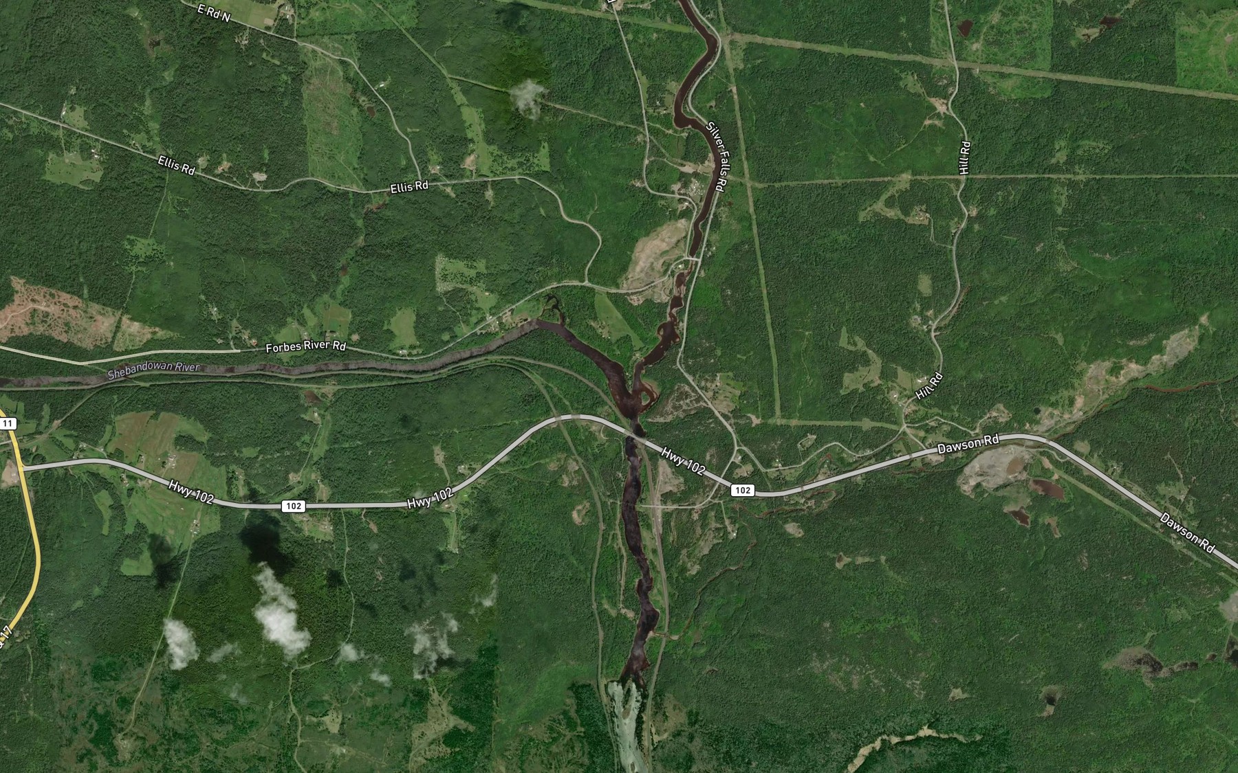 Satellite map of the Matawin River
