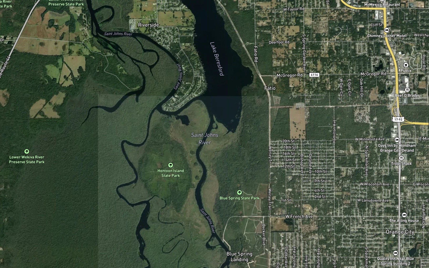 Satellite map of the Beresford Bend