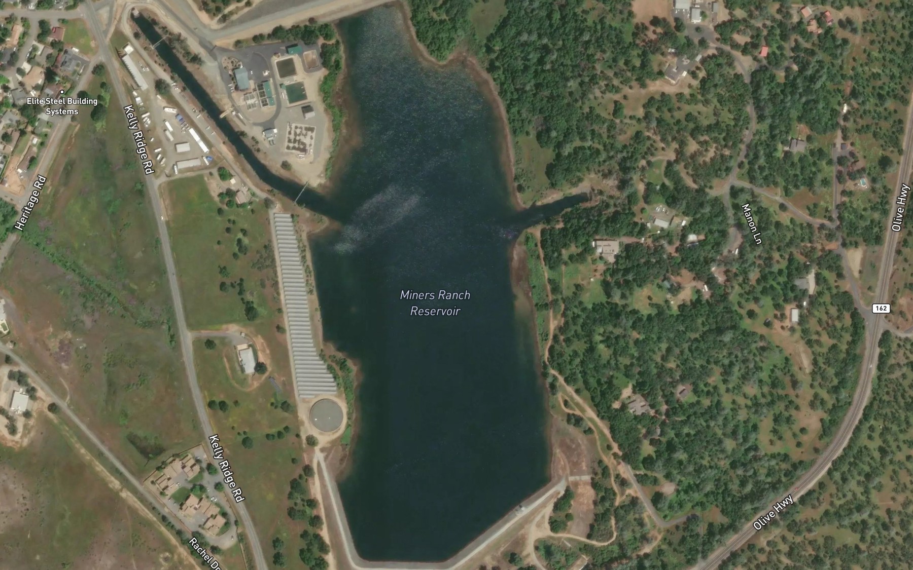 Satellite map of the Miners Ranch Reservoir