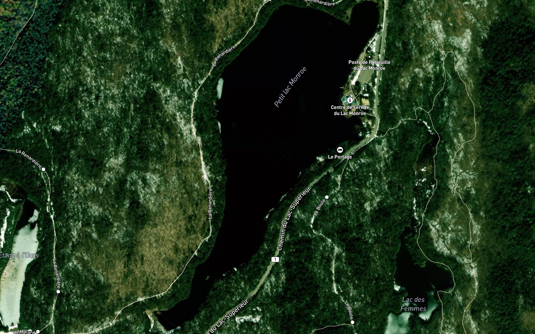 Satellite map of the Petit lac Monroe