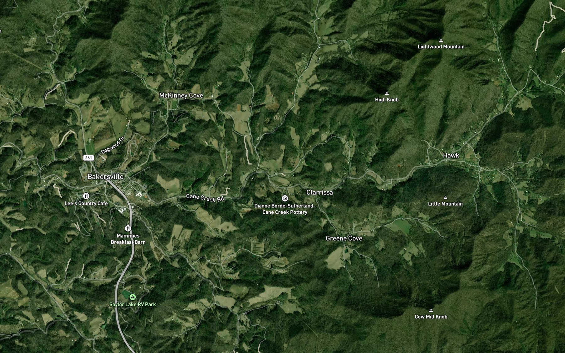 Satellite map of the Sandy Branch