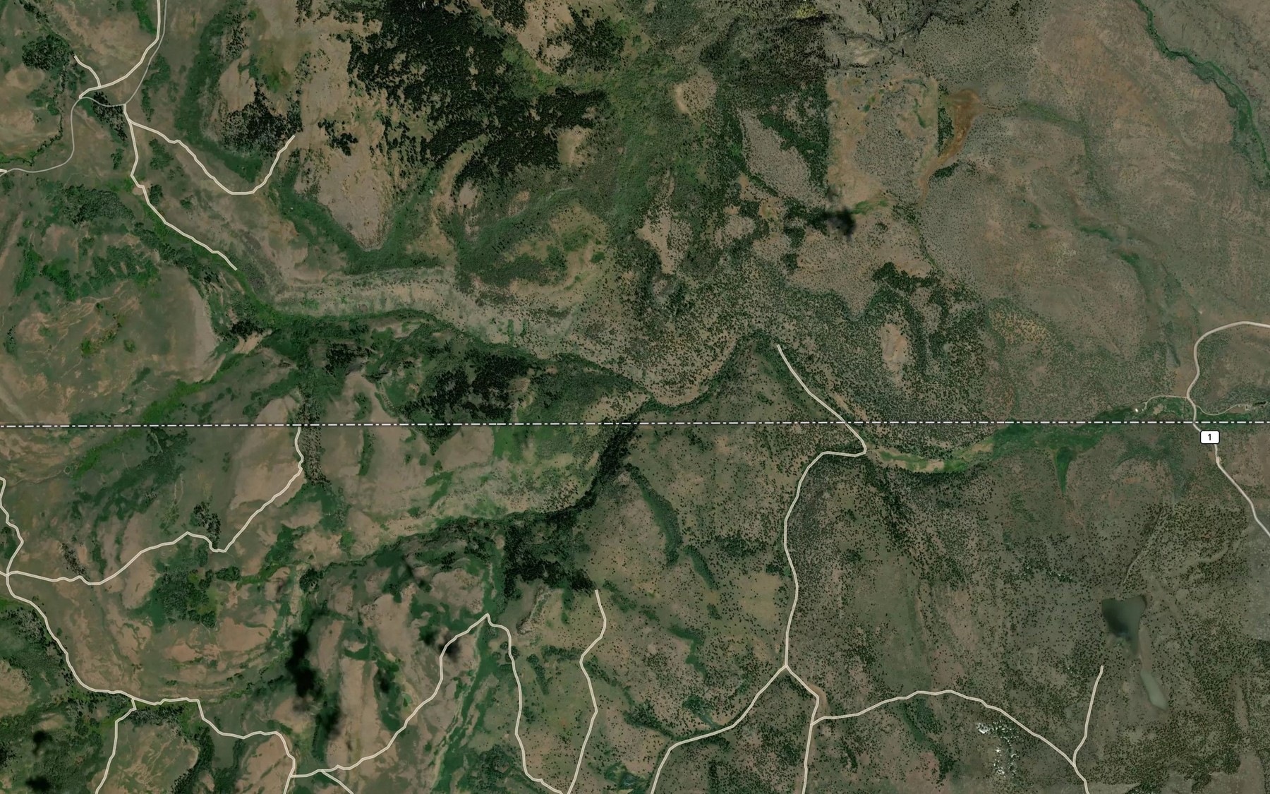 Satellite map of the North Fork Twelvemile Creek
