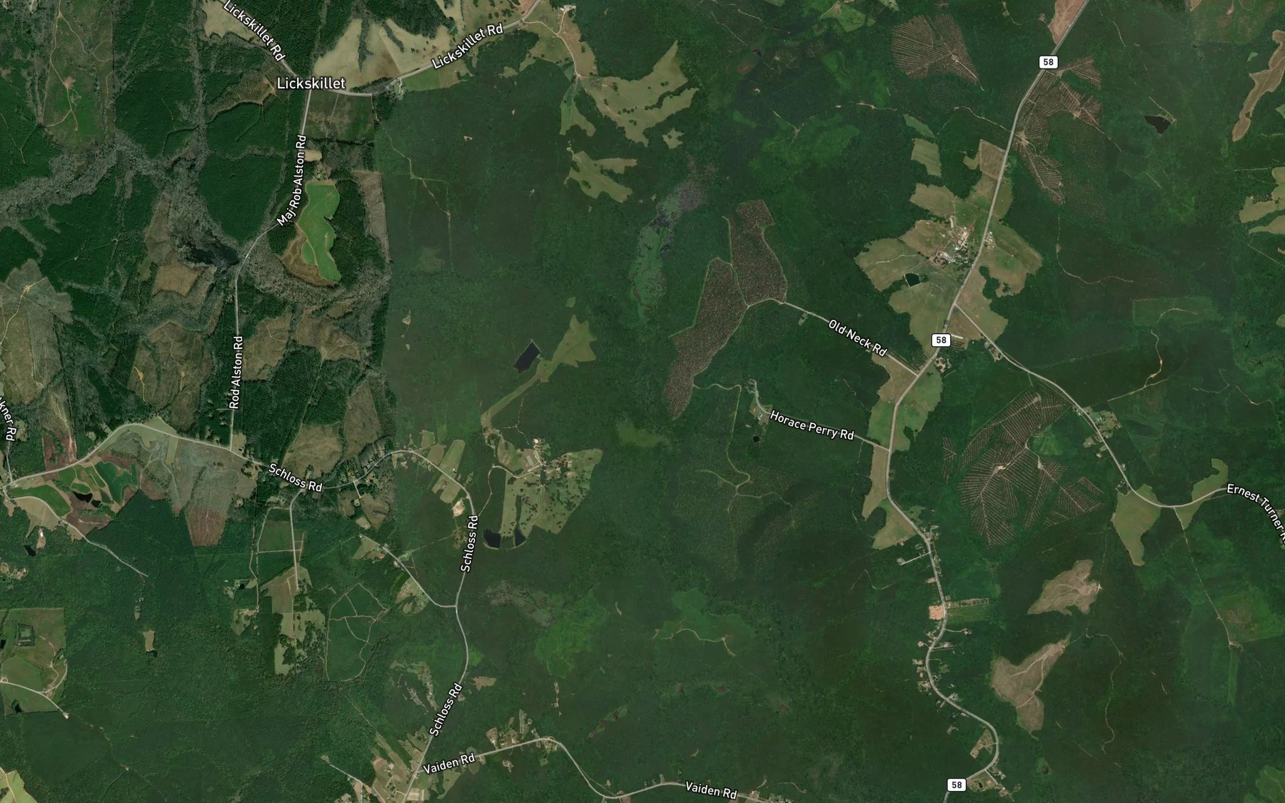 Satellite map of the Little Shocco Creek