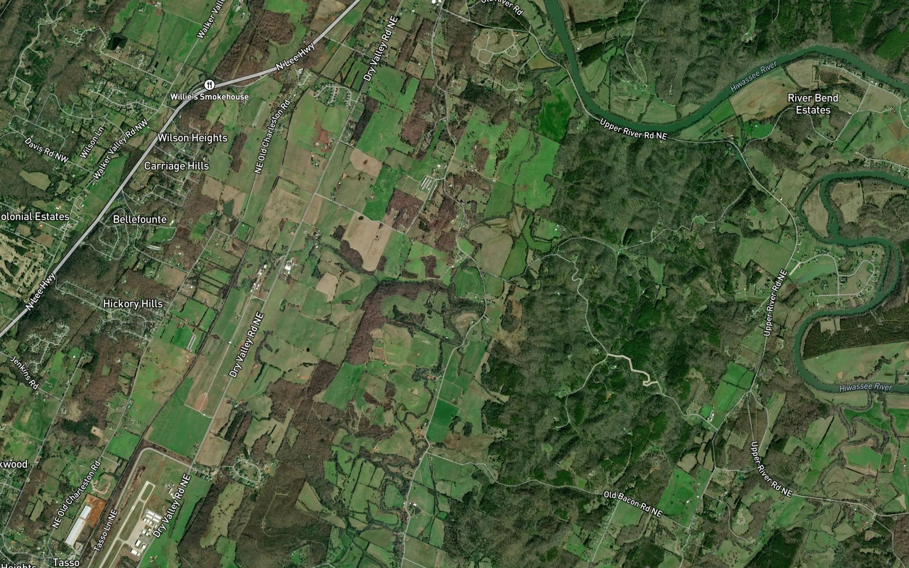 Satellite map of the Rattlesnake Branch
