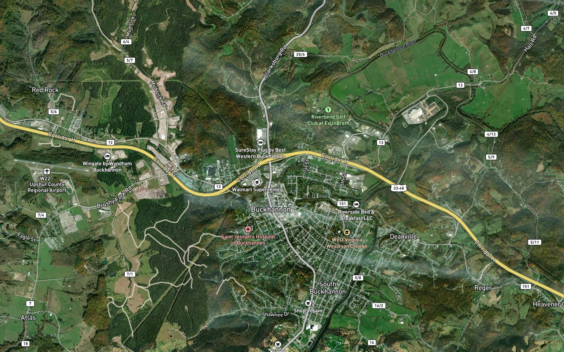 Satellite map of the Fink Run