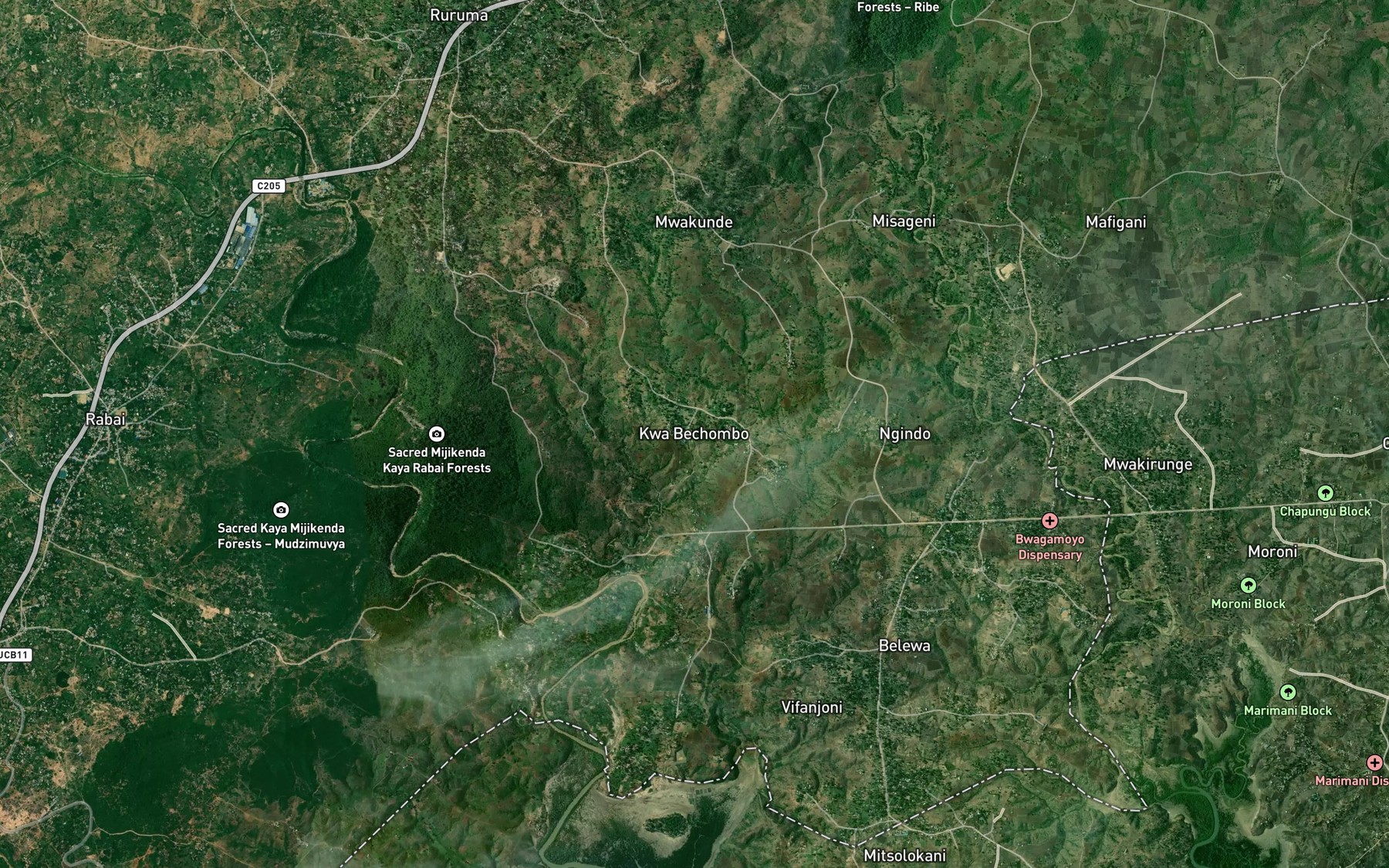 Satellite map of the Mbuzini