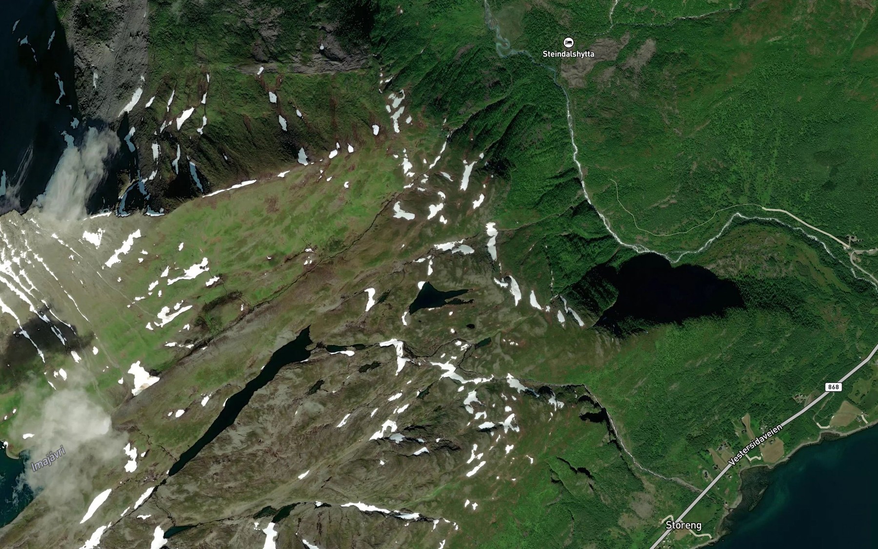 Satellite map of the Njunijavri