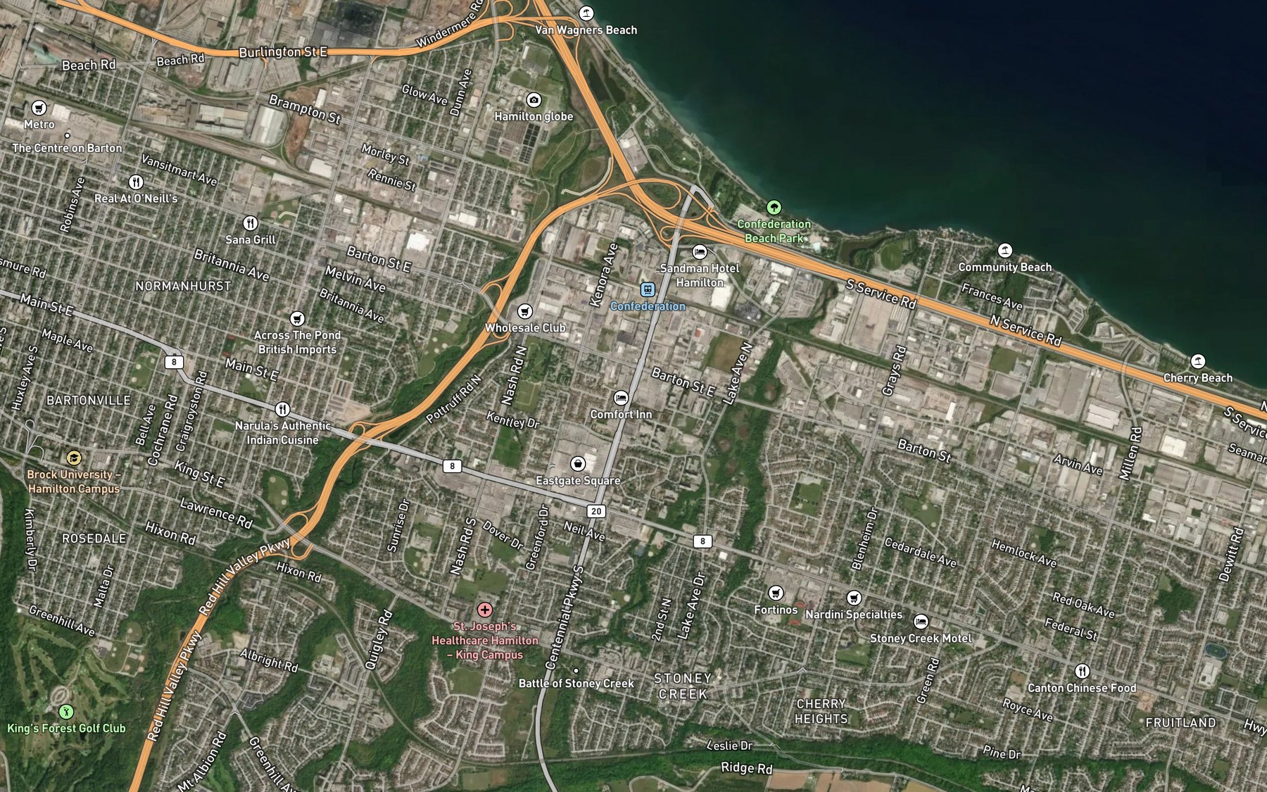 Satellite map of the Battlefield Creek