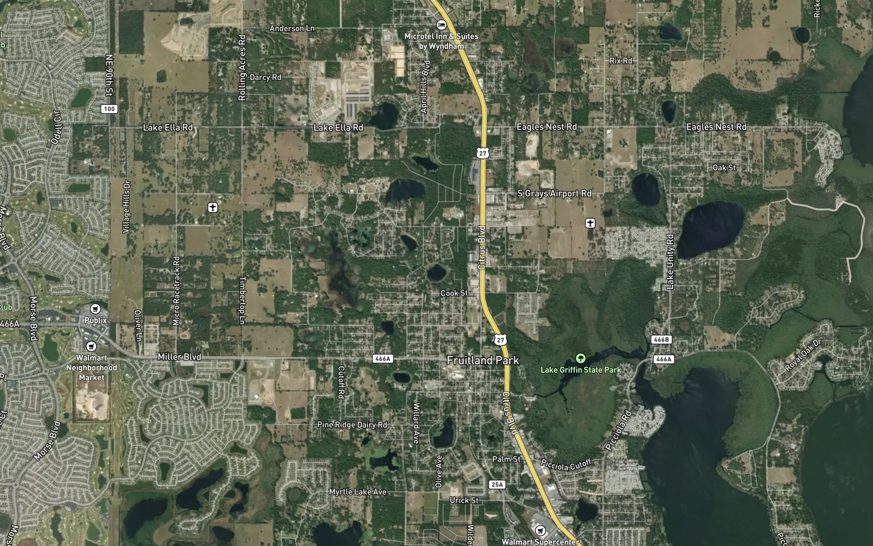 Satellite map of the Zephyr Lake
