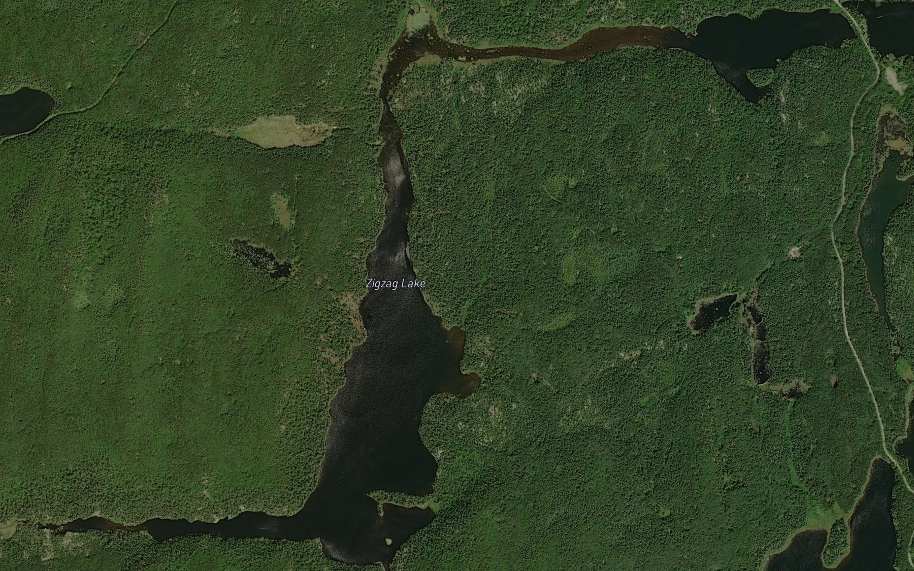 Satellite map of the Zigzag Lake