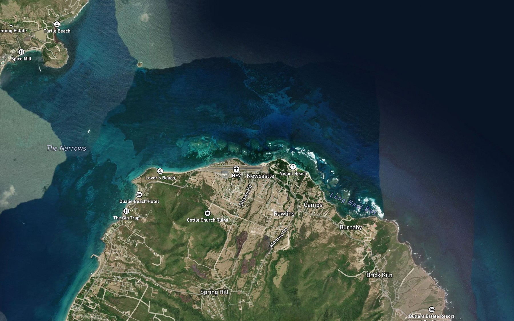Satellite map of the Newcastle Bay