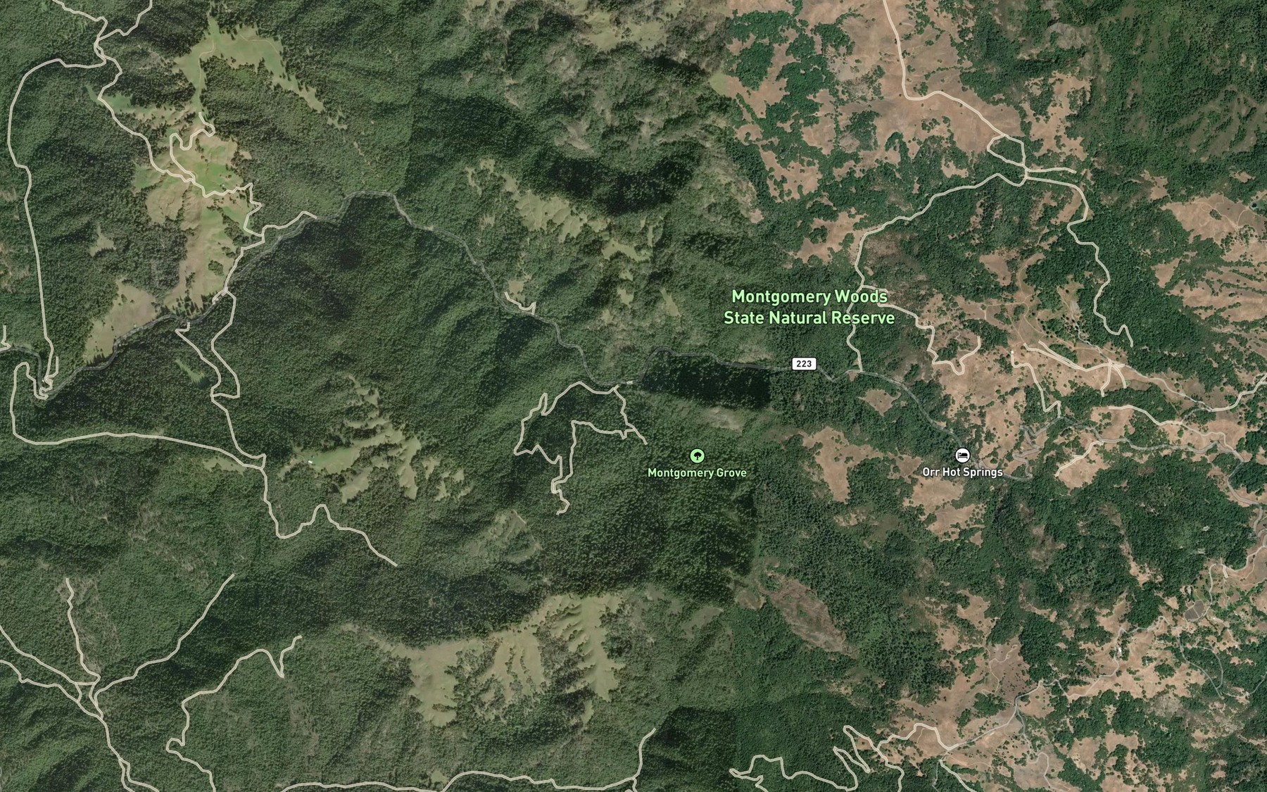 Satellite map of the Montgomery Creek