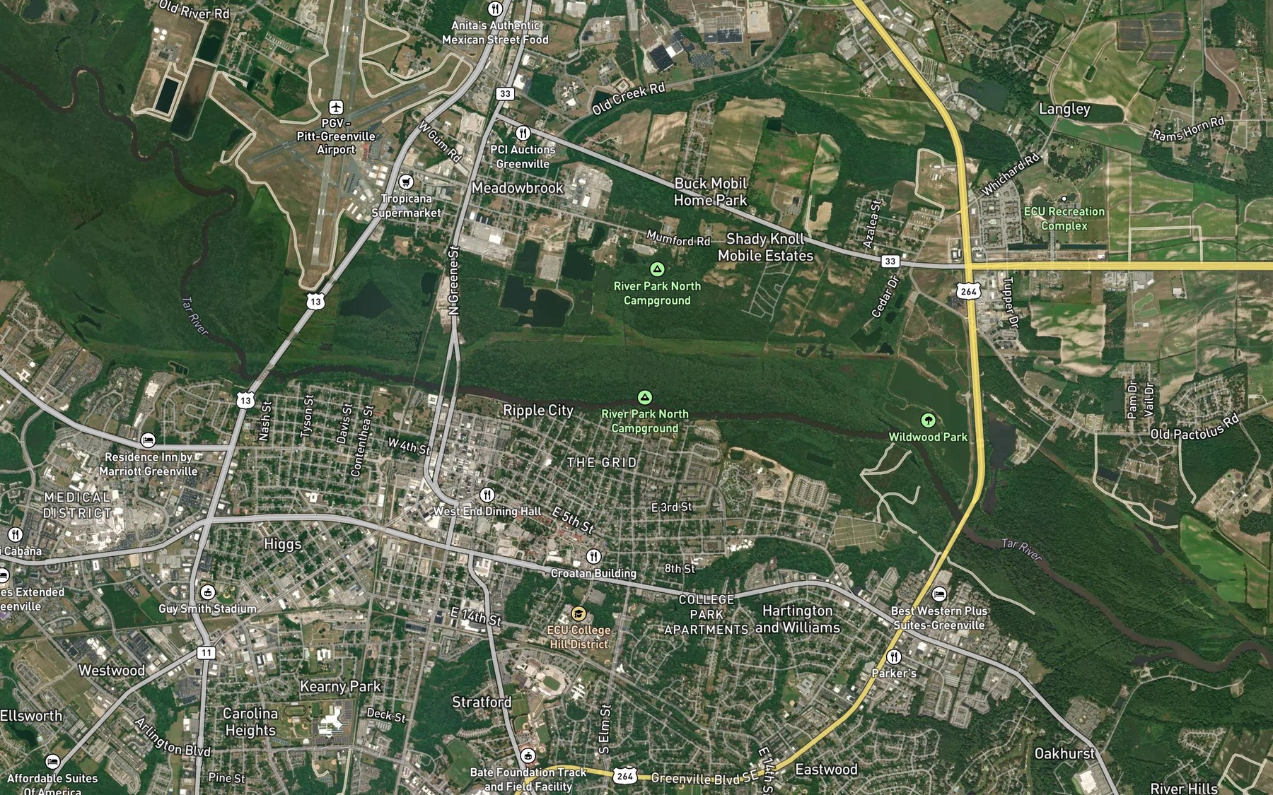 Satellite map of the Parker Creek