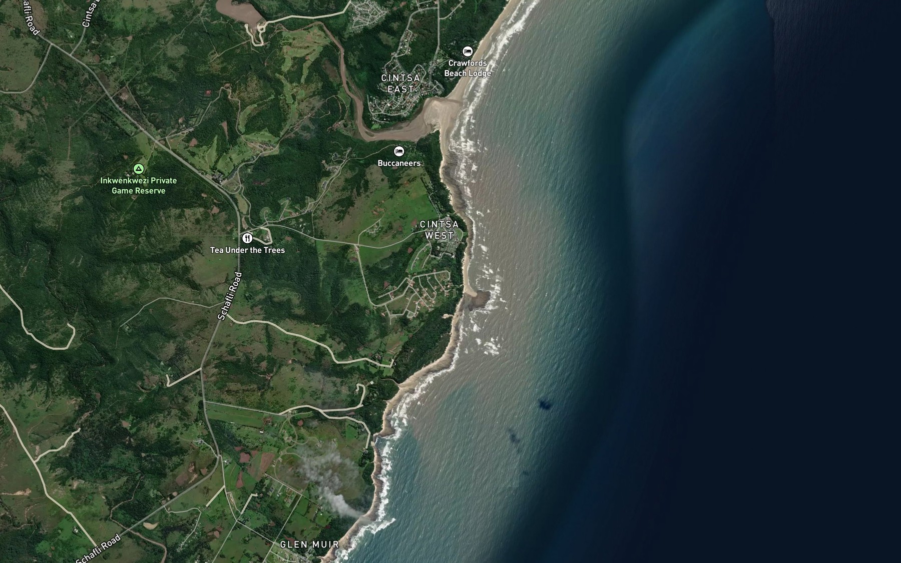Satellite map of the Cintsa Bay