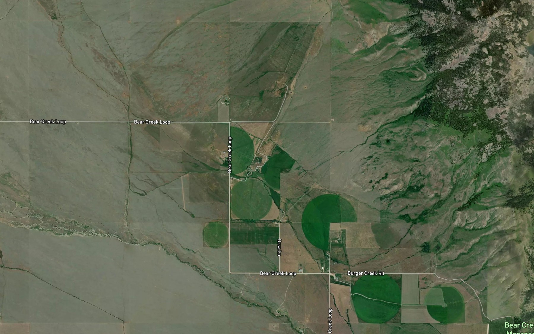 Satellite map of the North Fork Burger Creek