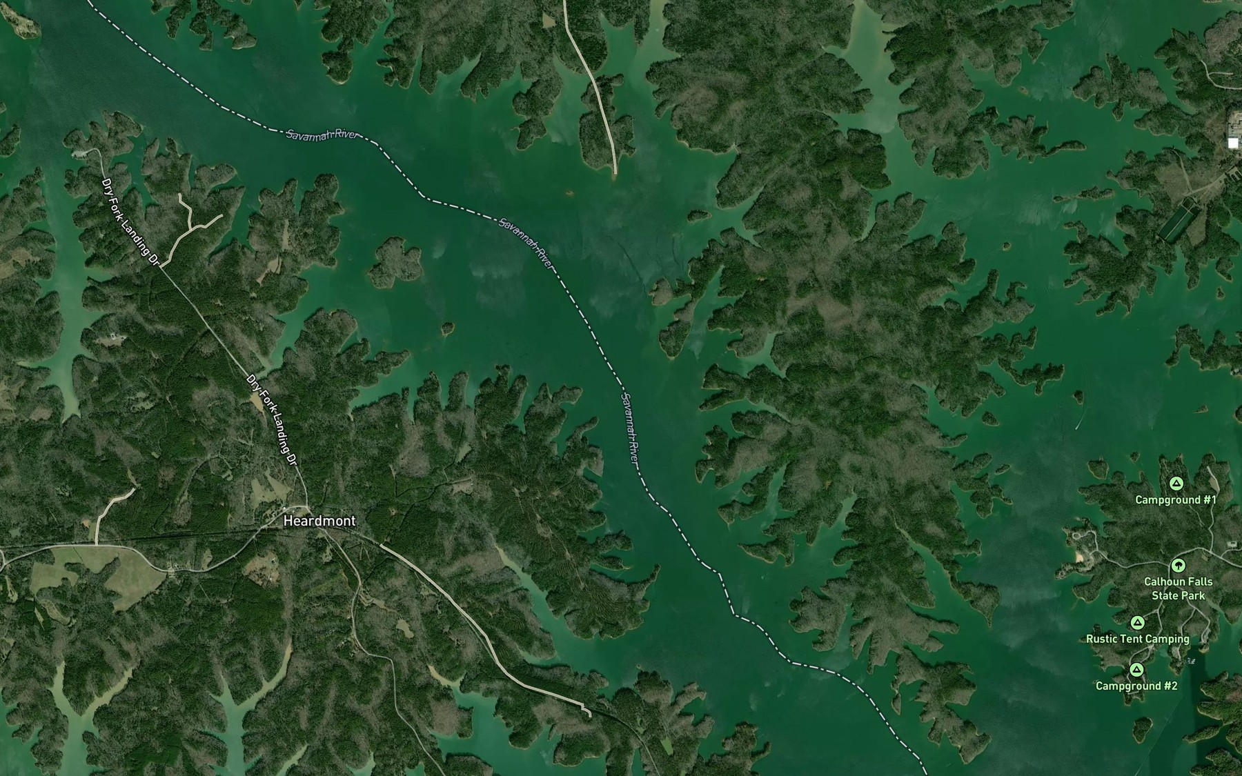Satellite map of the Cherokee Shoals