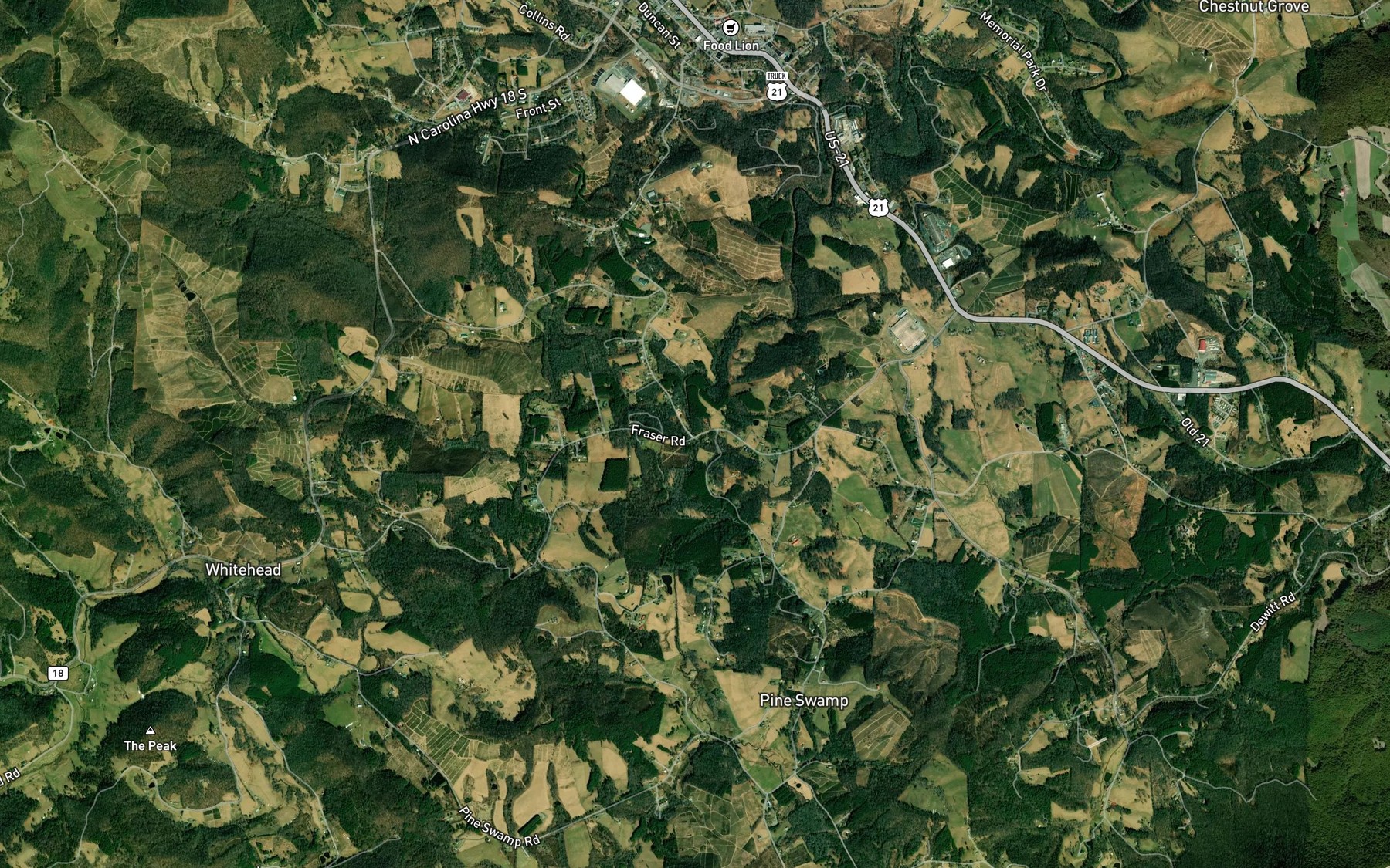 Satellite map of the Pine Swamp Creek