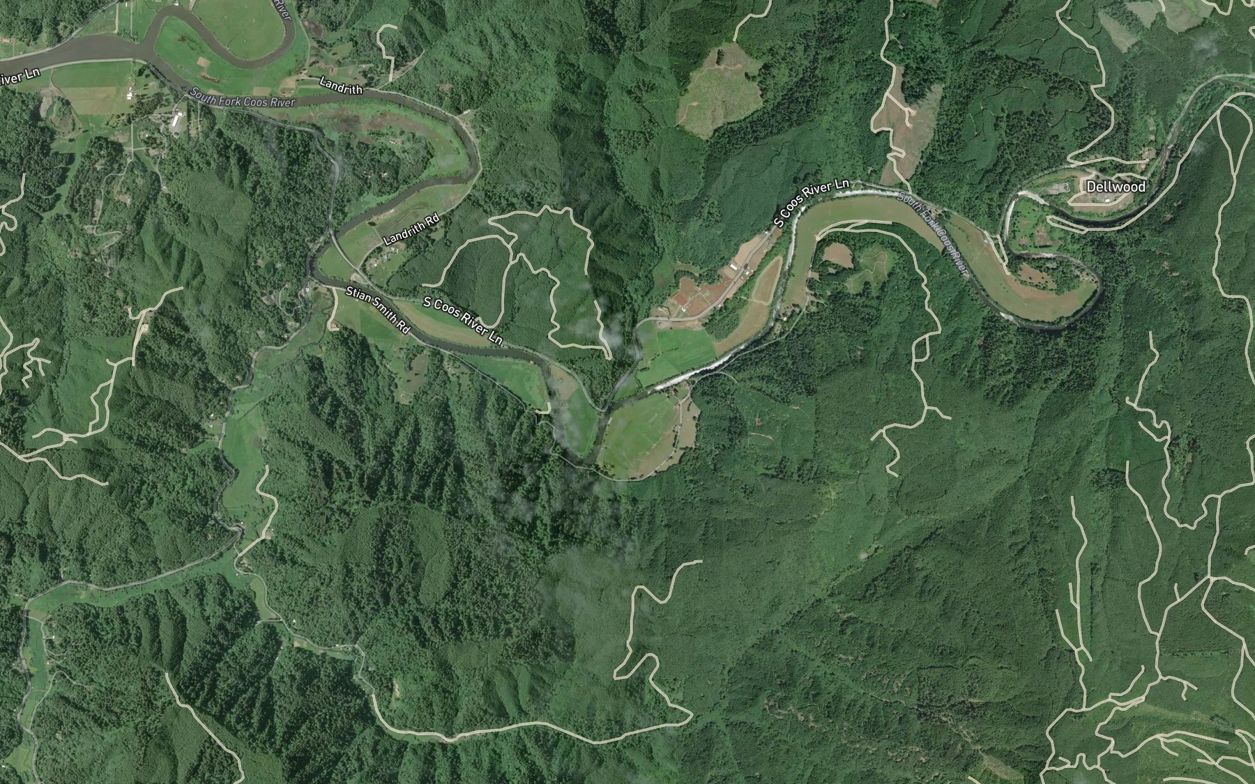 Satellite map of the Rogers Creek