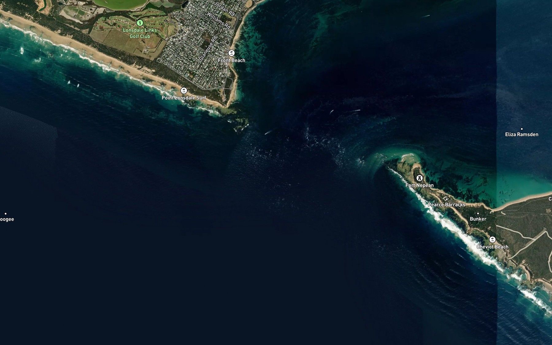 Satellite map of the Western Channel