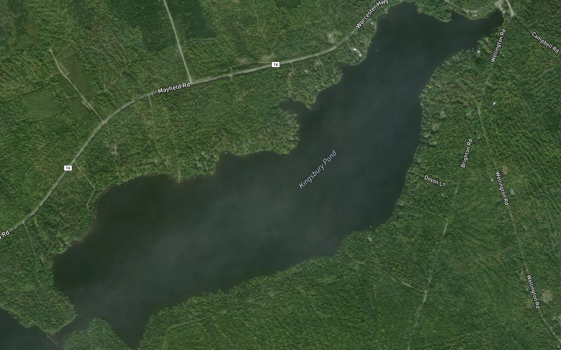 Satellite map of the Kingsbury Pond
