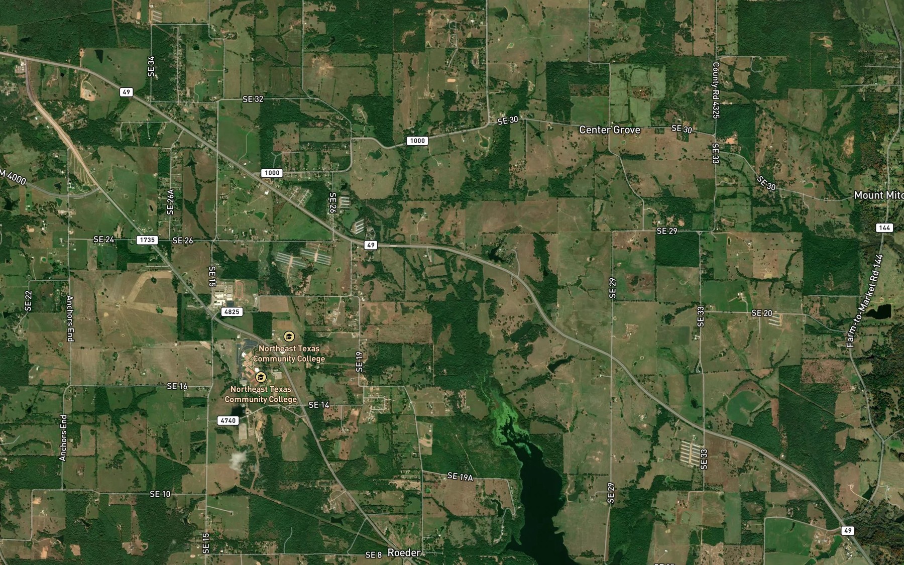 Satellite map of the Justiss Creek