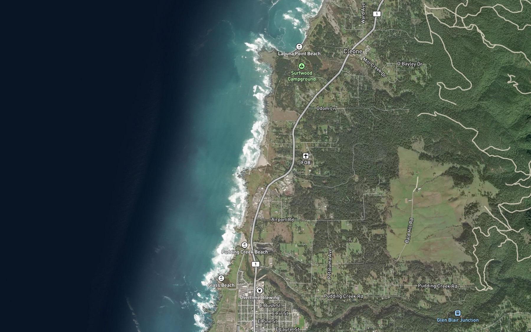 Satellite map of the Virgin Creek