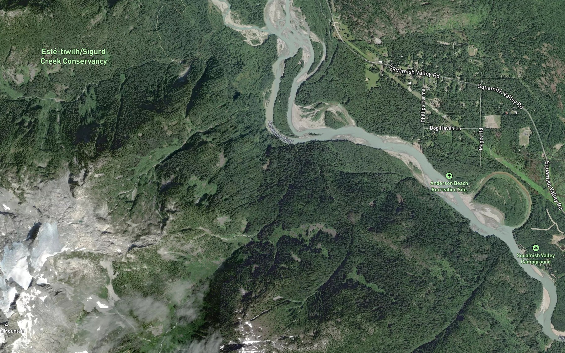 Satellite map of the Madden Creek