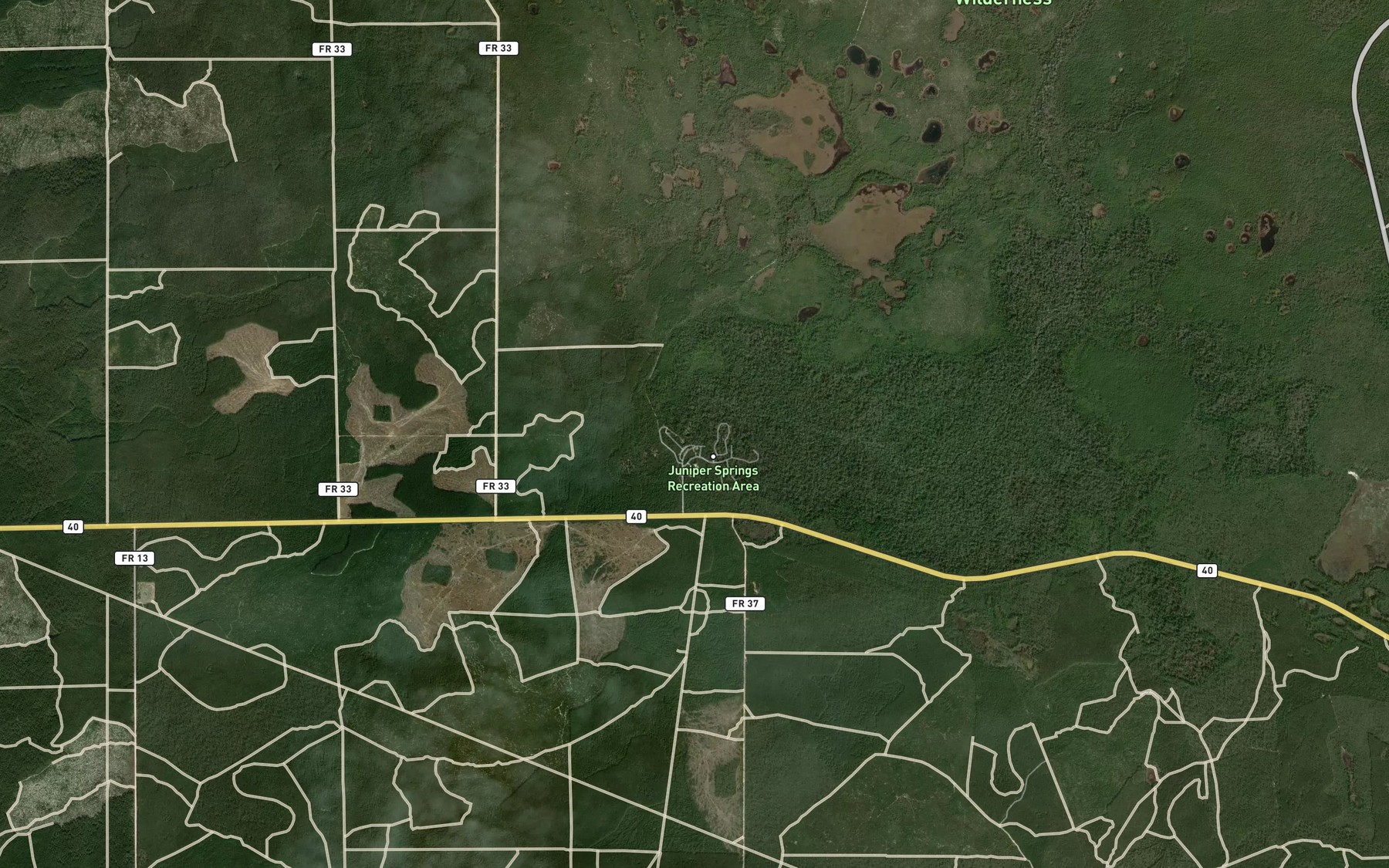 Satellite map of the Juniper Springs