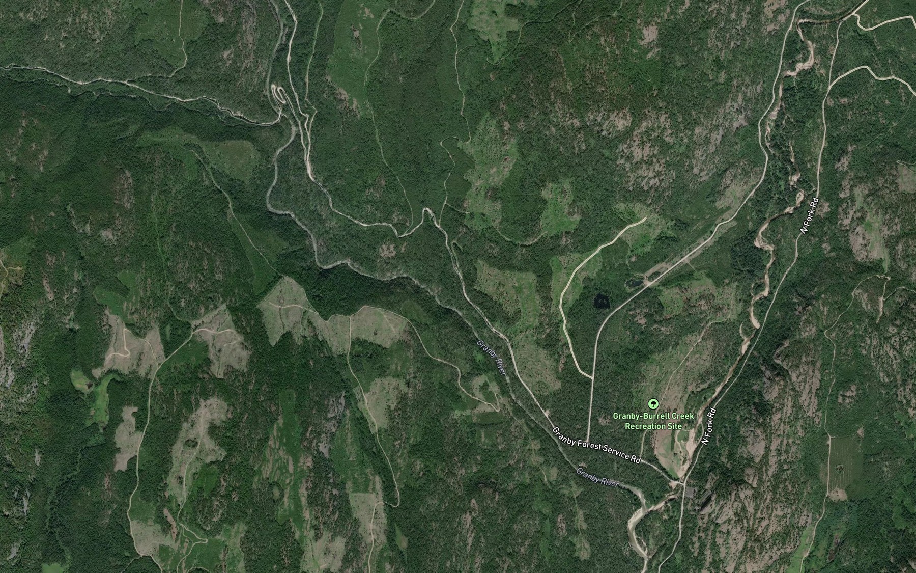 Satellite map of the Burns Creek