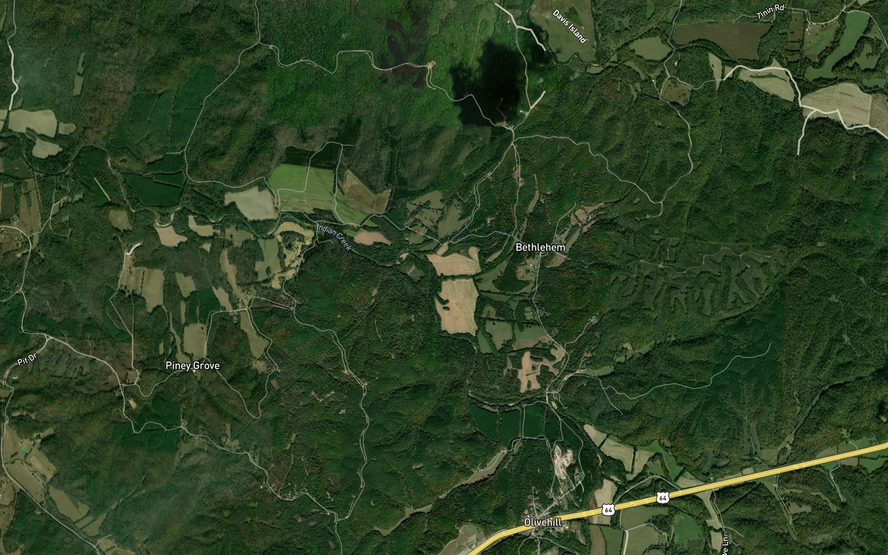 Satellite map of the Simmons Branch