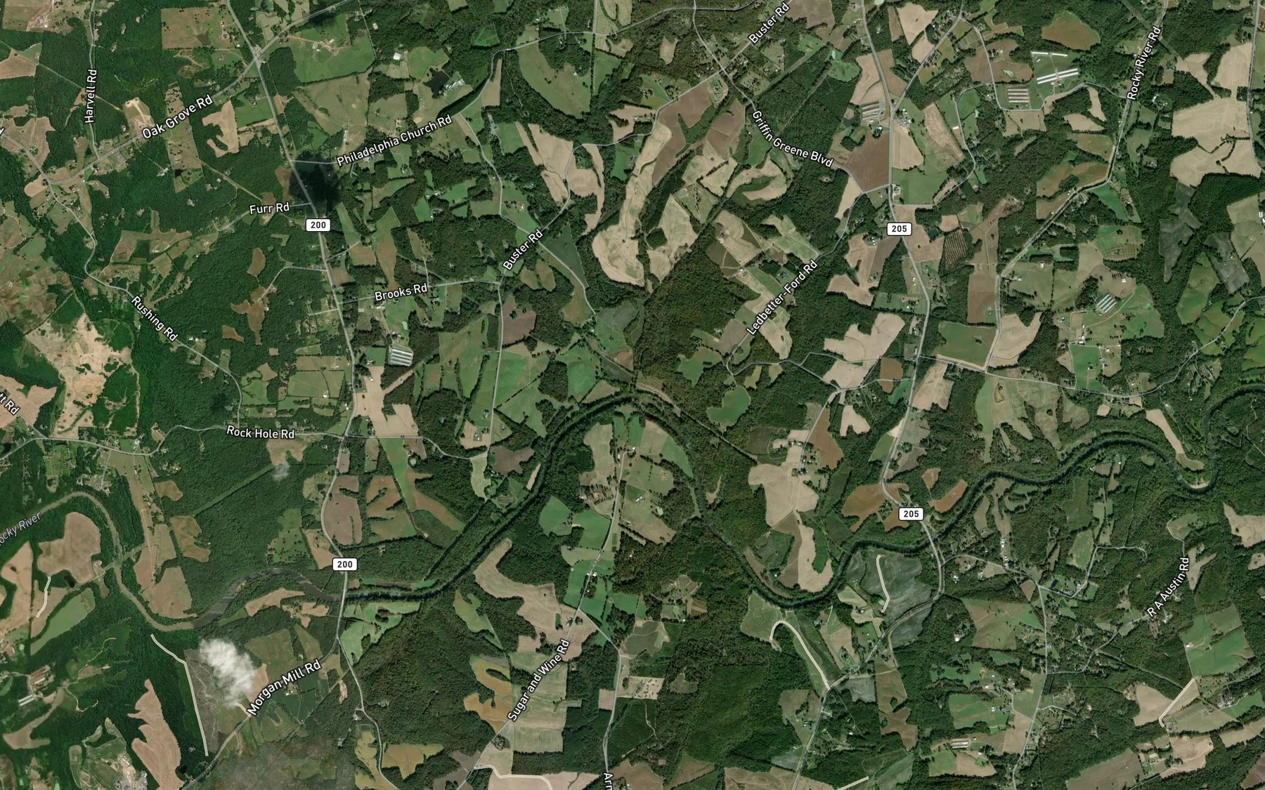 Satellite map of the Island Creek
