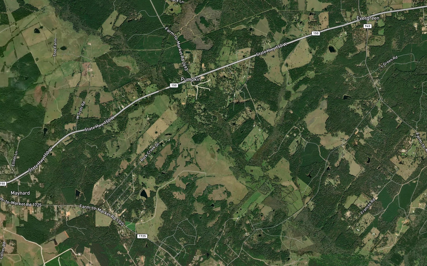 Satellite map of the Pumpkin Creek