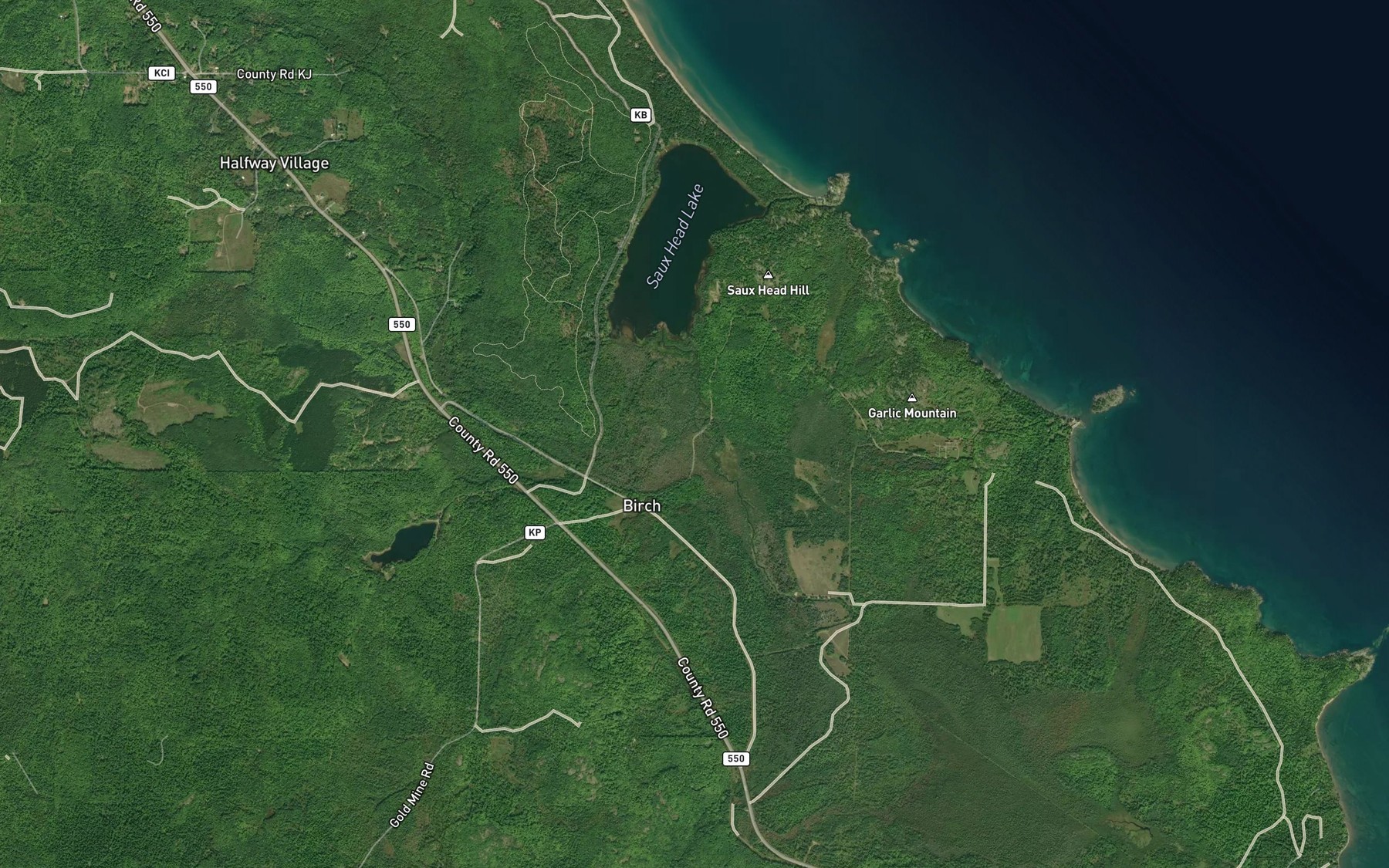 Satellite map of the Birch Creek