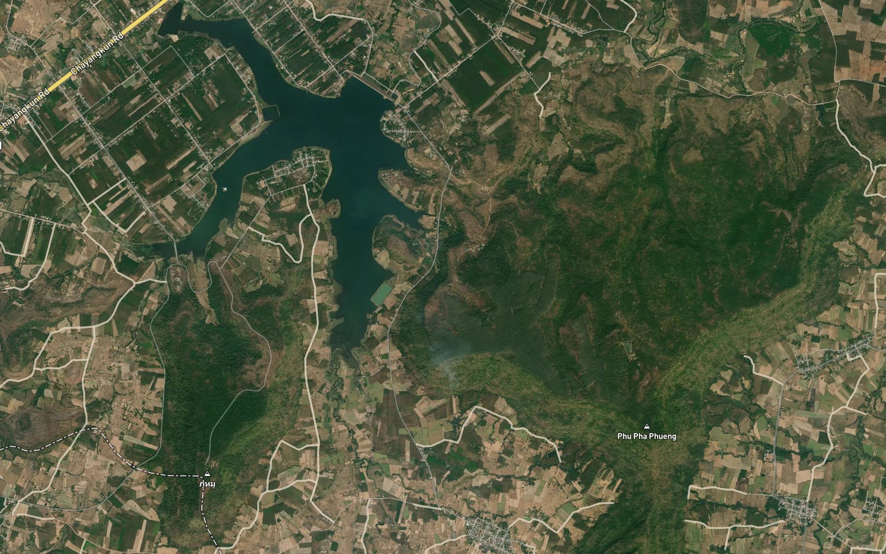 Satellite map of the Nam Tok Pha Choen