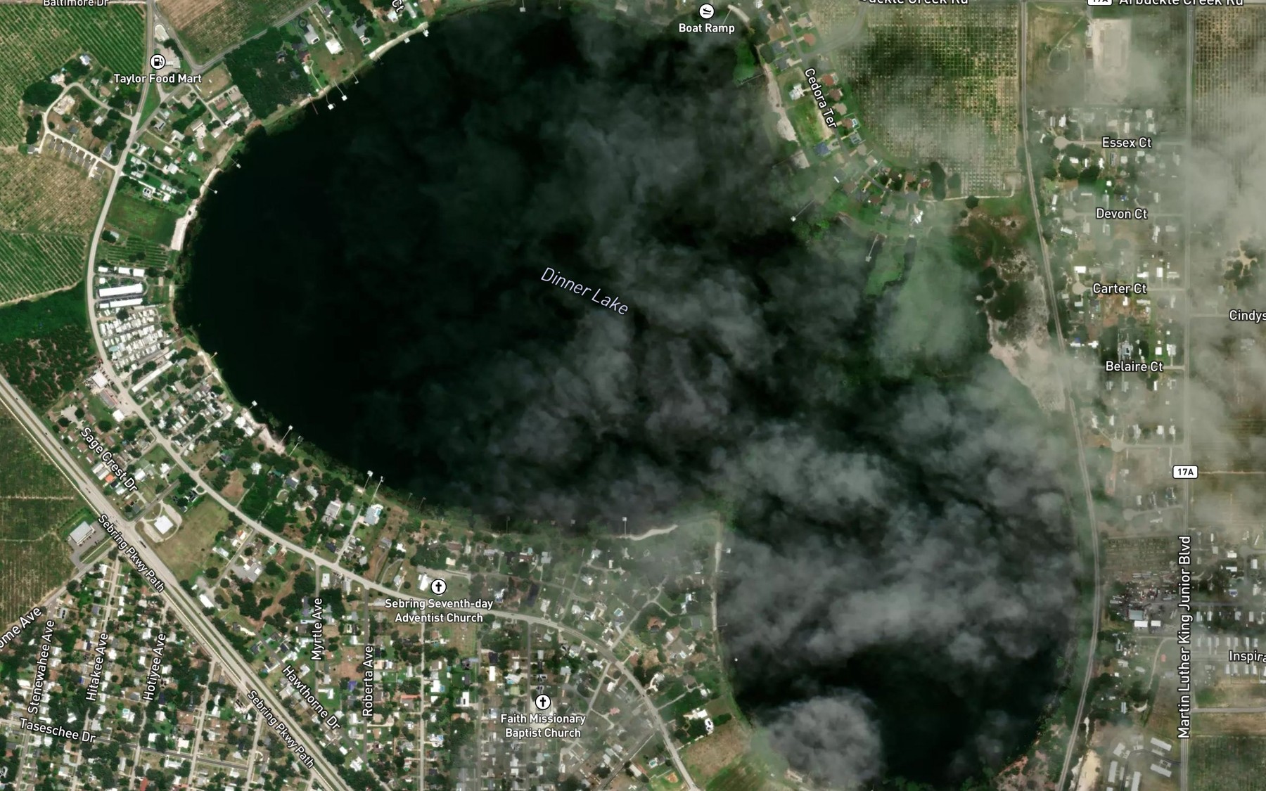 Satellite map of the Dinner Lake