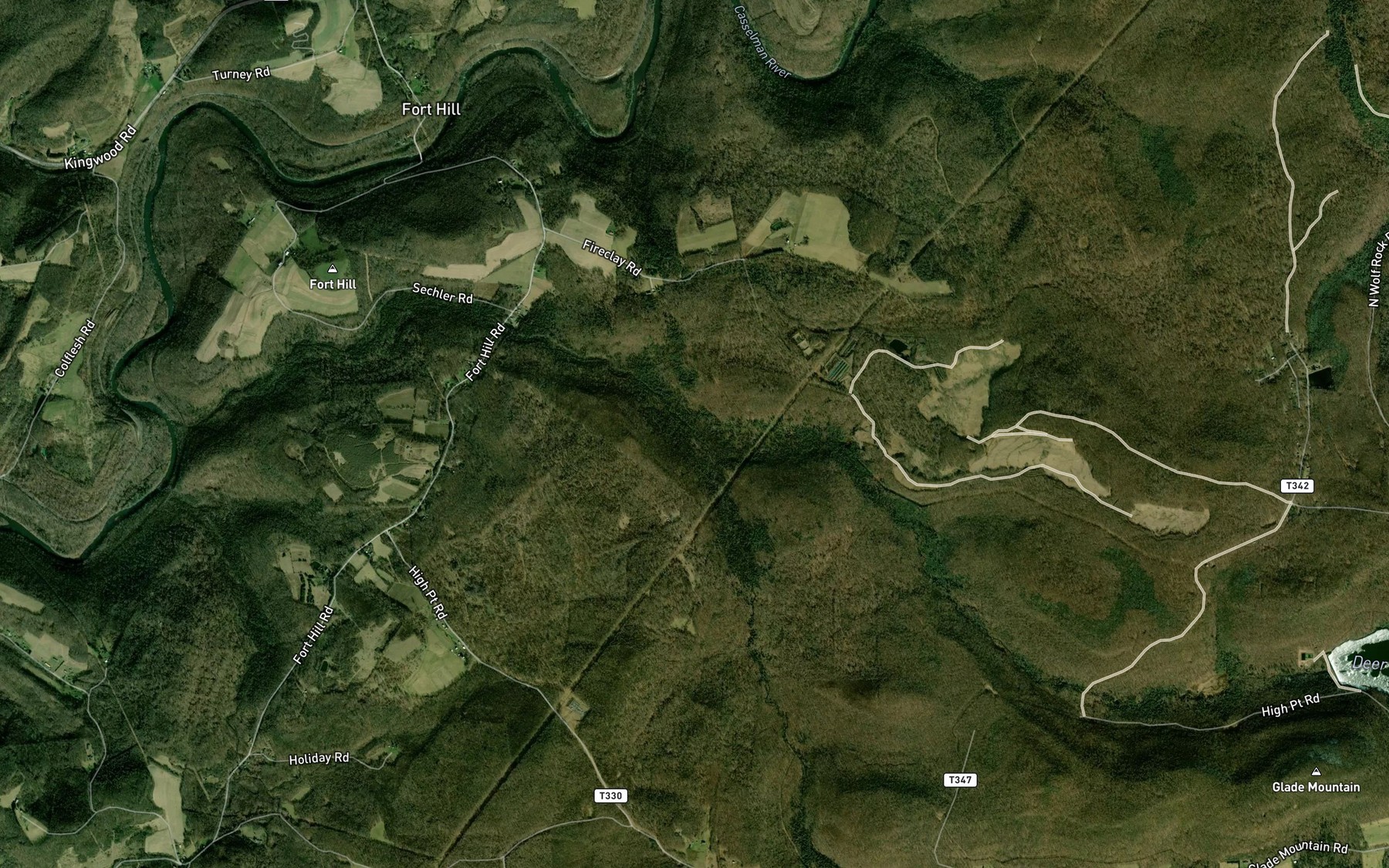 Satellite map of the Glade Run