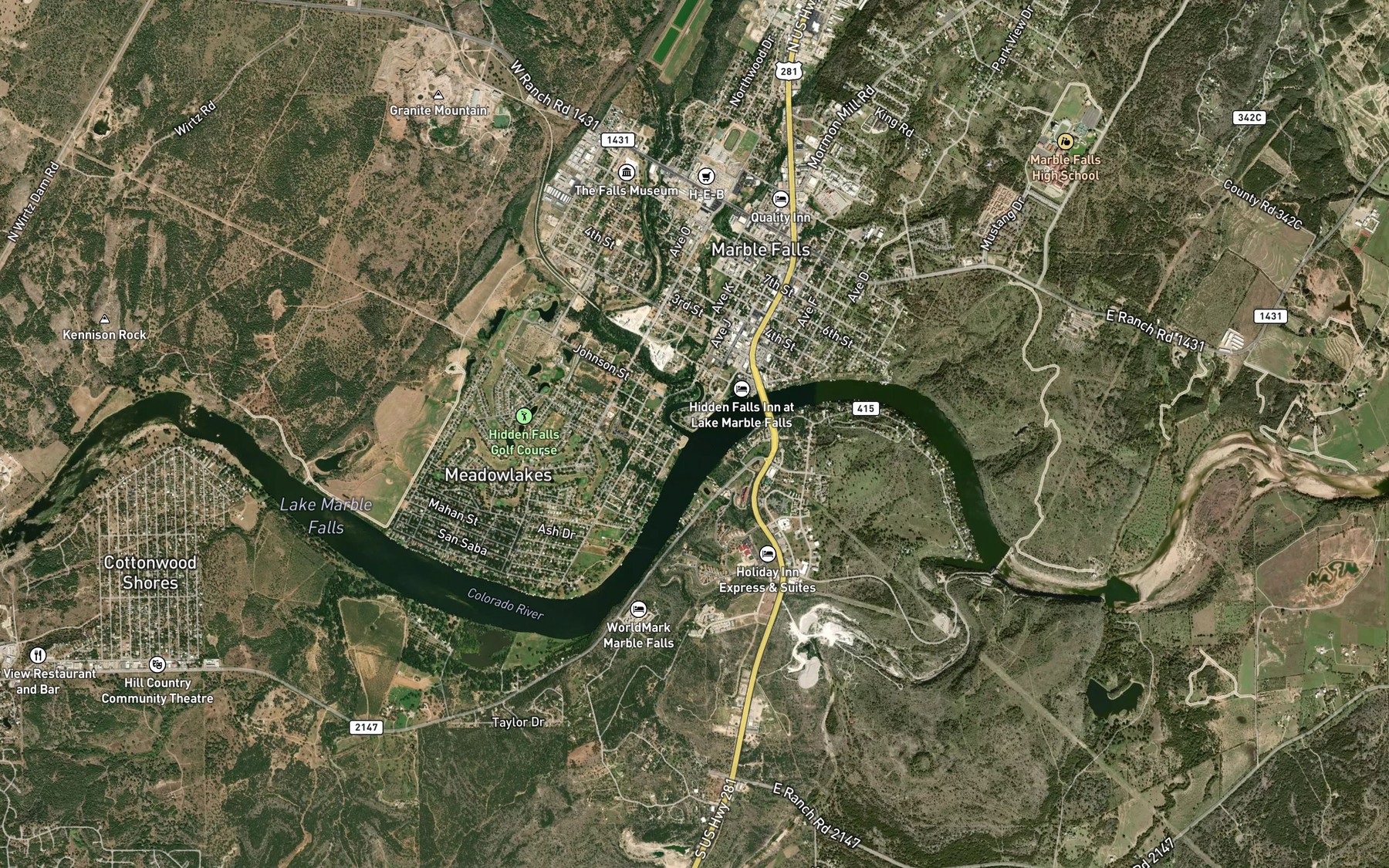 Satellite map of the Backbone Creek