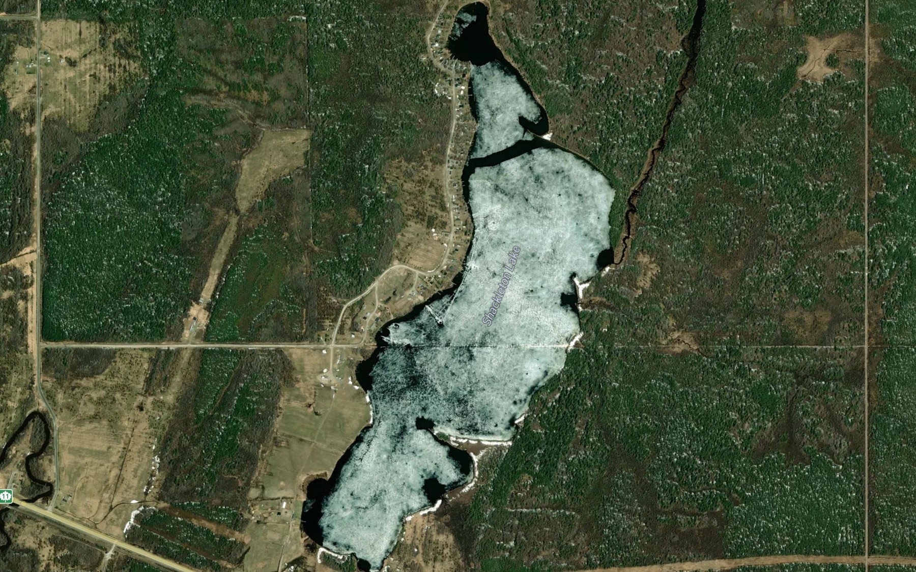 Satellite map of the Shackleton Lake