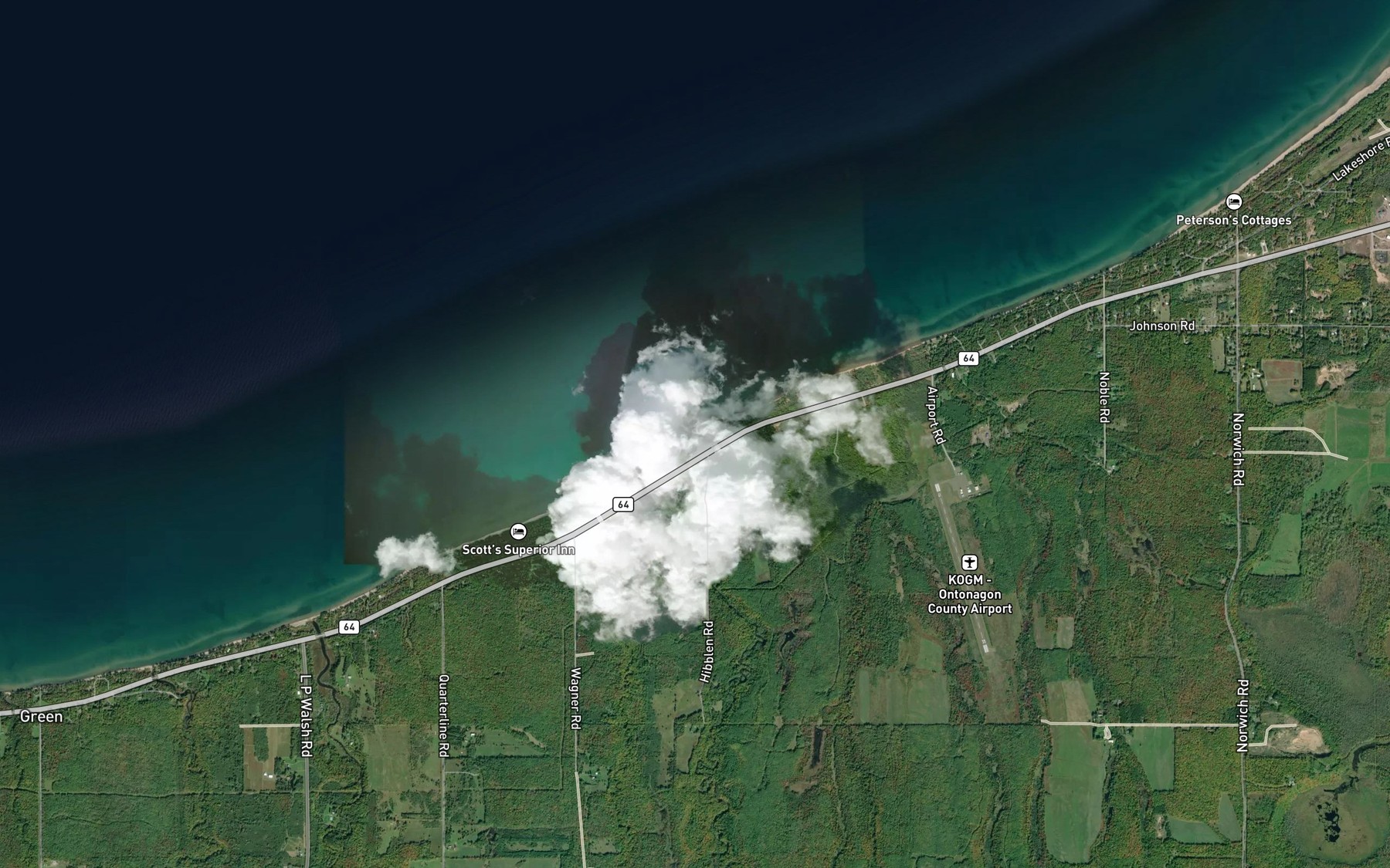 Satellite map of the Potato River