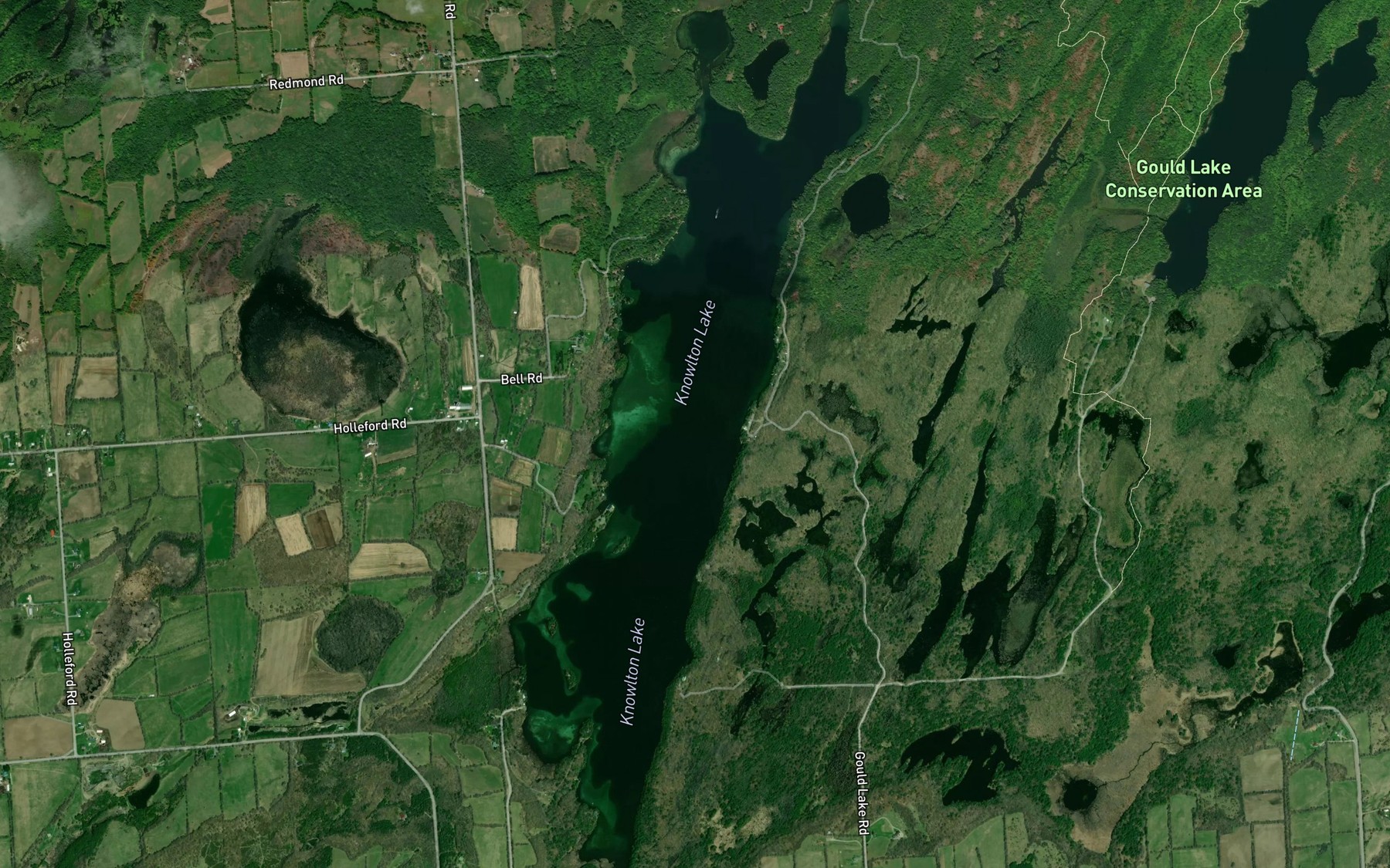 Satellite map of the Knowlton Lake