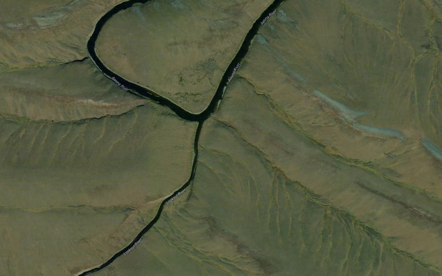 Satellite map of the Lookout River