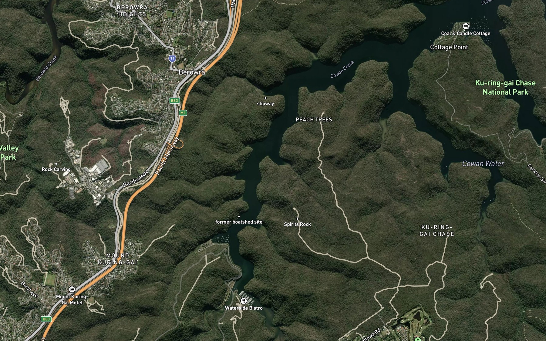 Satellite map of the Cotton Tree Bay