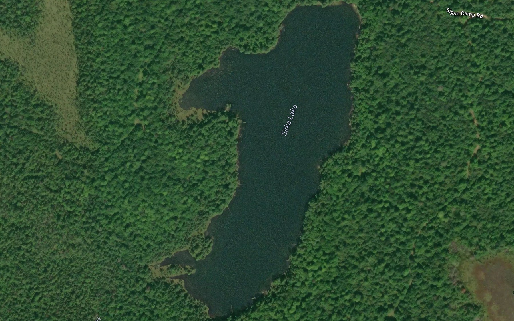 Satellite map of the Sitka Lake