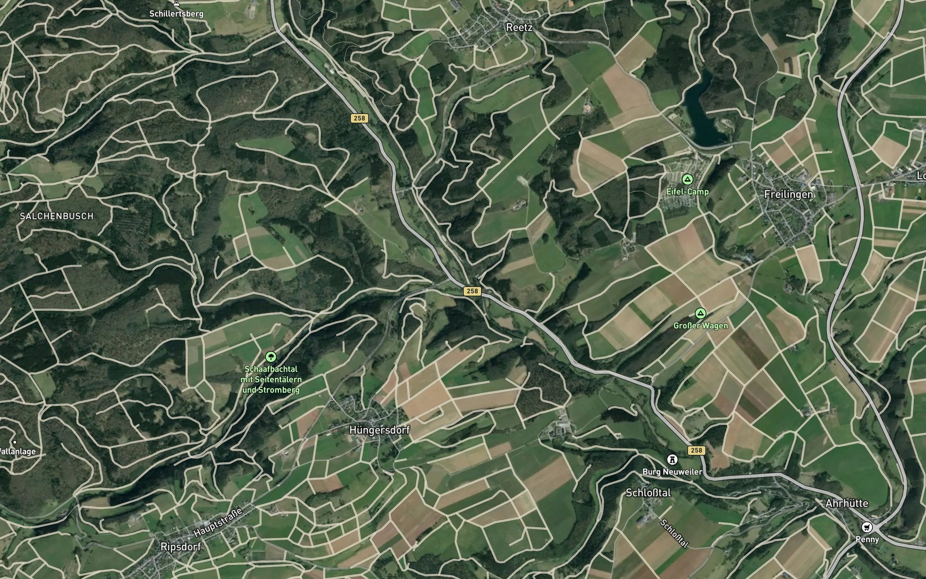 Satellite map of the Schafbach